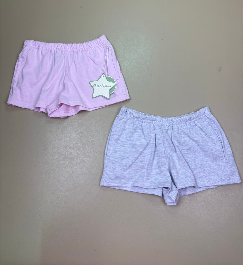 Coral & Clover Girls 2 Piece Shorts Set Size S 4/5 Pink Gray NWT